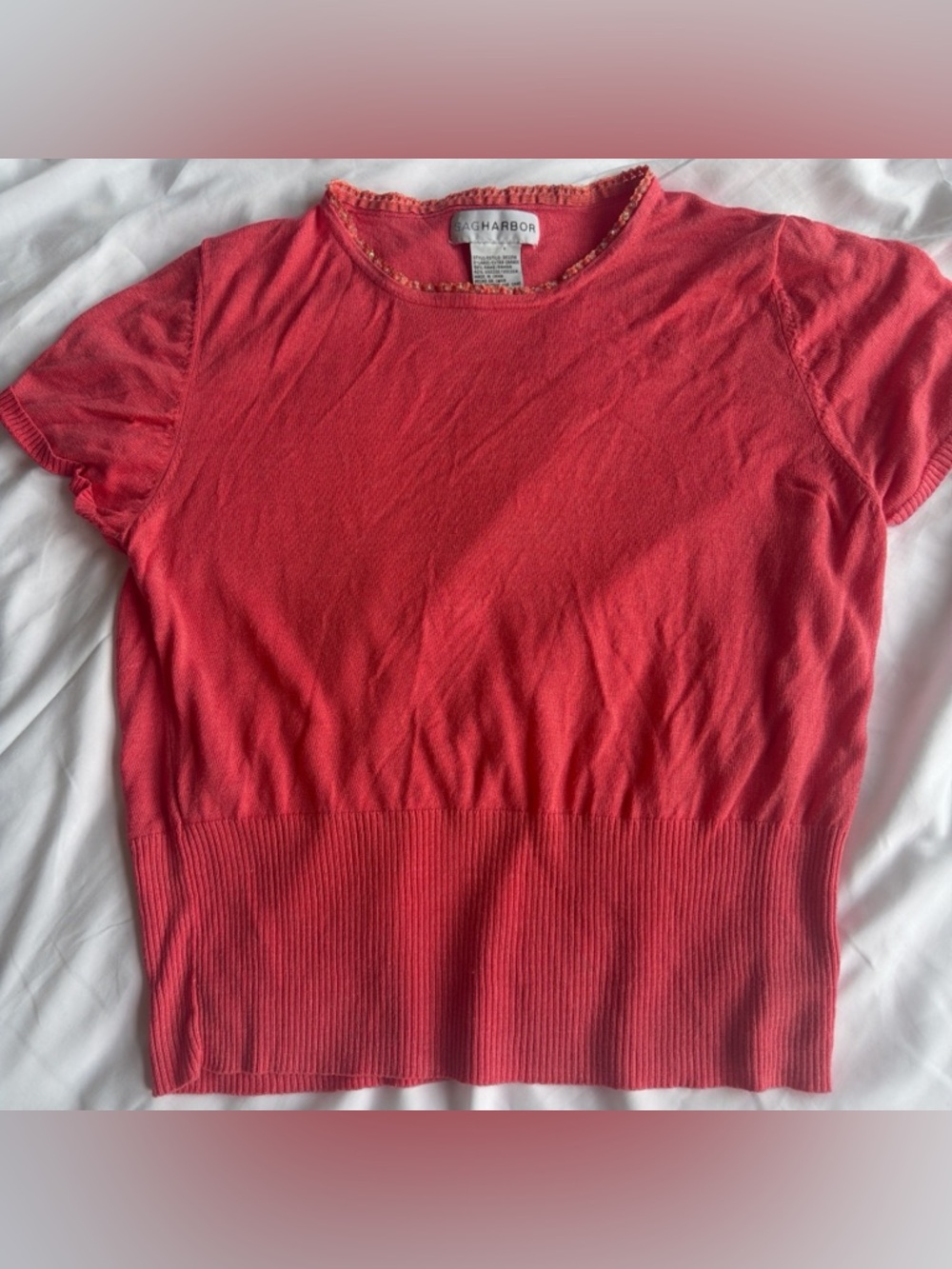 Vintage Cinched Waist Top w Beaded Neckline